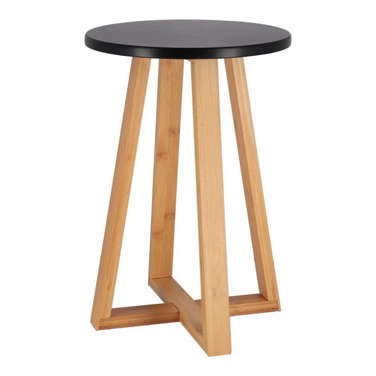 TABOURET PIEDS BAMBOU ET PLATEAU NOIR BAMBOU