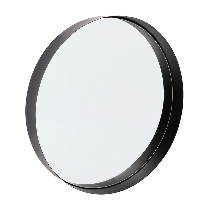 MIROIR ROND METAL AVEC BORDURE D.40CM A FIXER NOIR