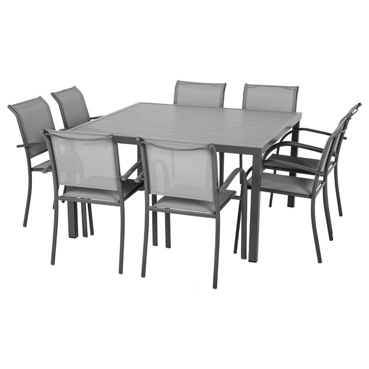 TABLE PIAZZA FIX ALU CARRE 8P