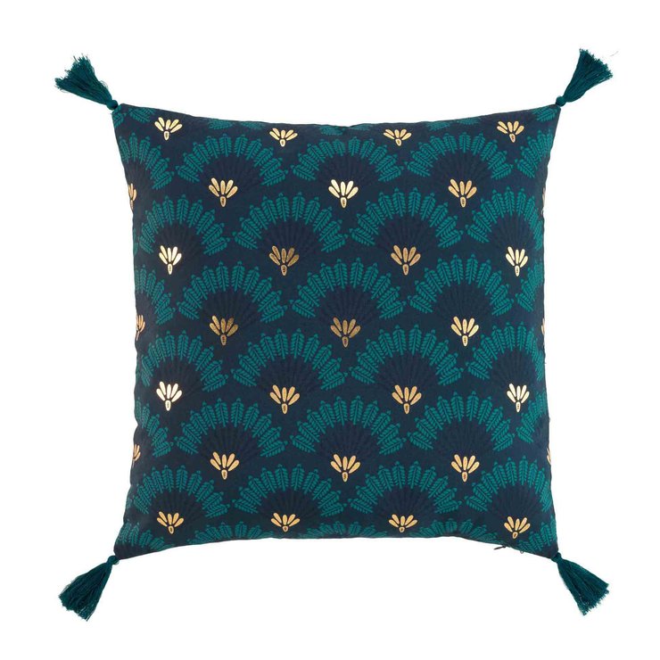 COUSSIN POMPONS 45X45CM POLYESTER IMPRIME METALLISE BILLIE