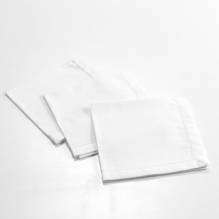 3 SERVIETTES DE TABLE 40 X 40 CM COTON UNI CHARLINE BLANC
