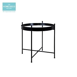 TABLE RONDE NOIRE AVEC MIROIR M2
