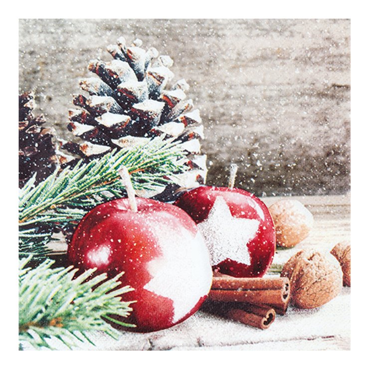 SET 20 SERVIETTES 3 PLIS 33X33CM POMME