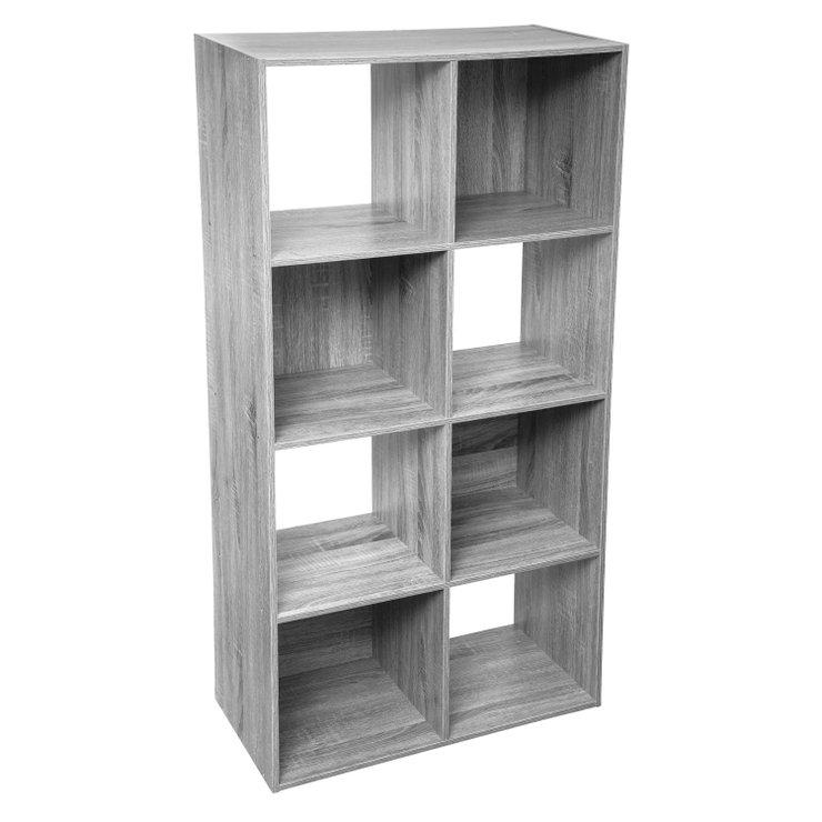 ETAGERE BOIS 8 CASES MIX GRIS