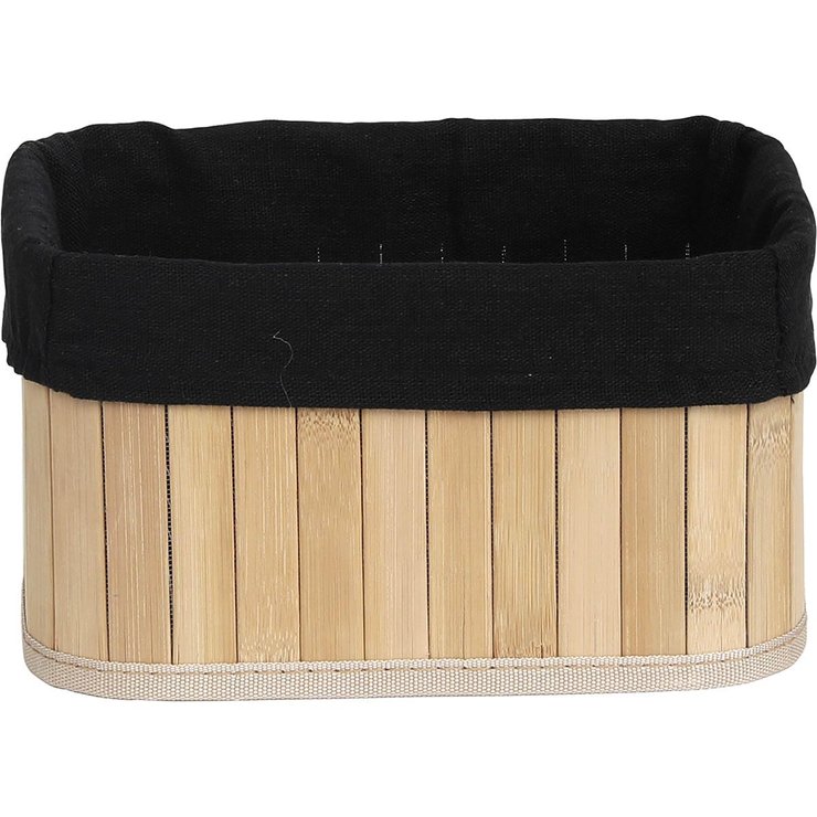 PANIERE PETIT MODELE 22X16CM BAMBOU NATUREL TISSU NOIR