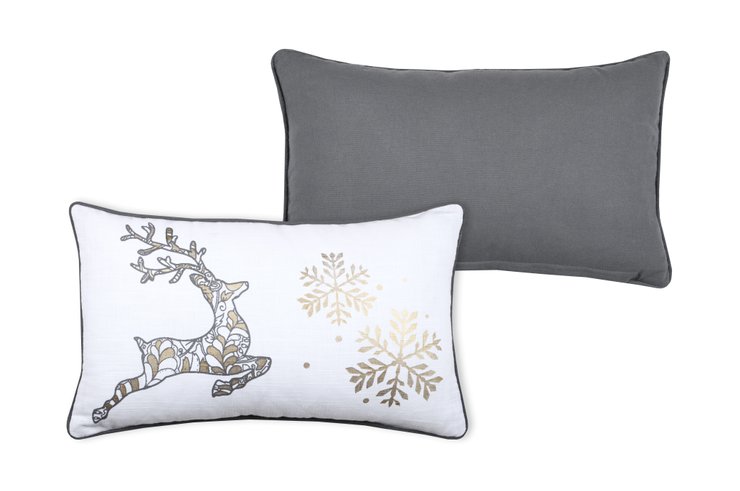 LUMINEUX COUSSIN CERF BLANC 30X50CM