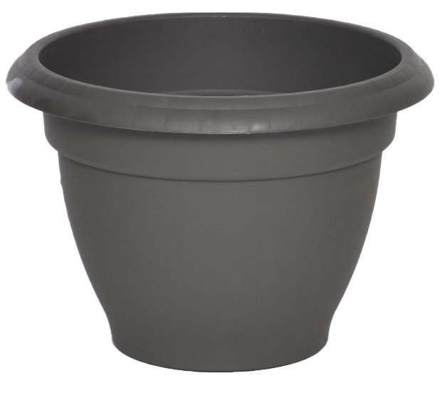 POT FLEUR RESINE CAMPANE D 29CM GRIS PAILLETE