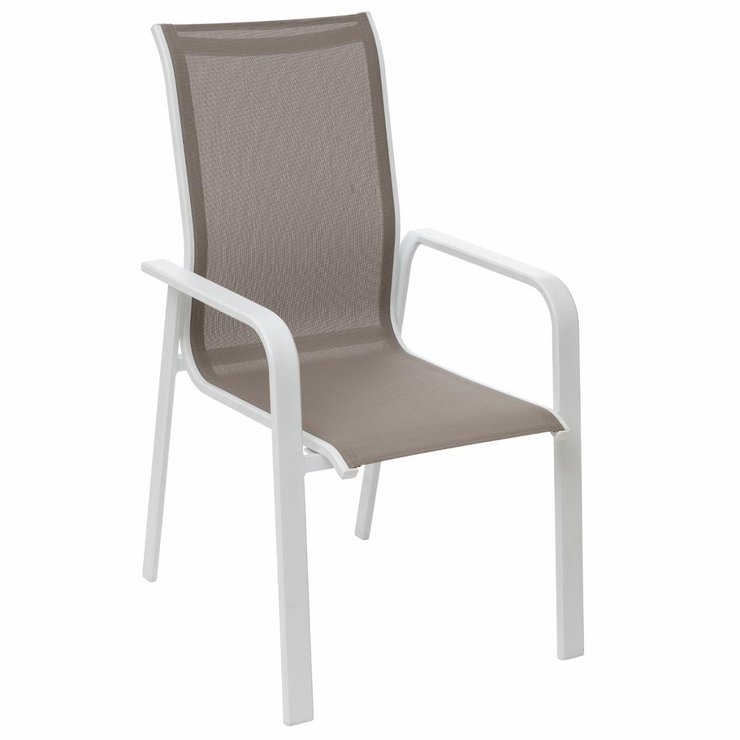 FAUTEUIL ESSIO DOSSIER HAUT NOISETTE BLANC