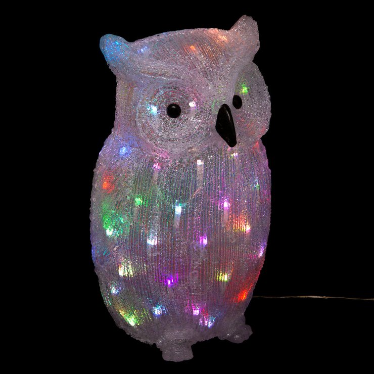 FORME ACRYLIQUE EXTERIEUR HIBOU 60LEDS COULEUR H.47CM