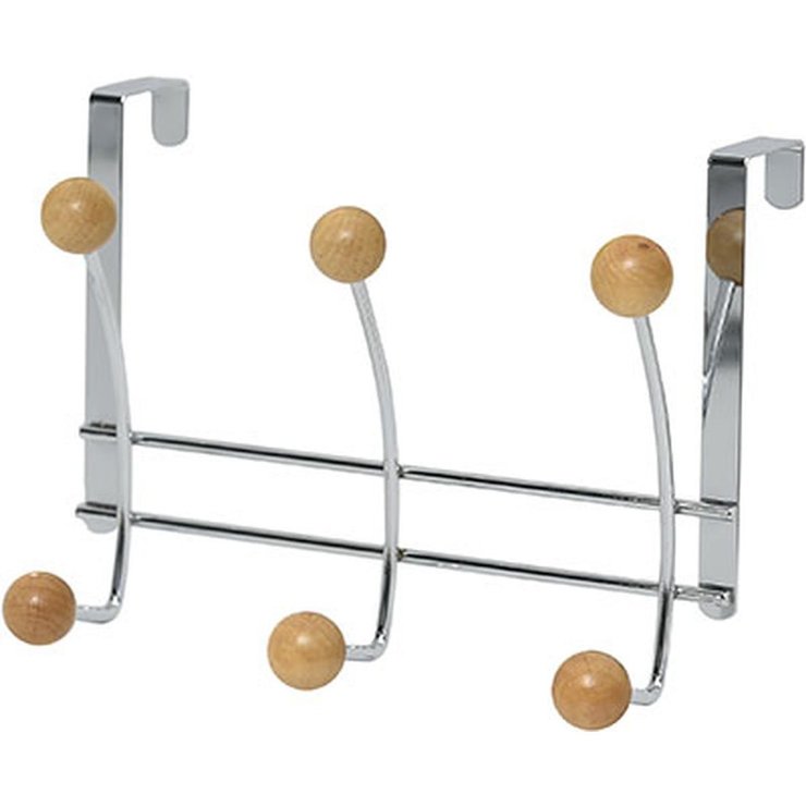 PATERE METAL 6 CROCHETS   CHROME BOIS