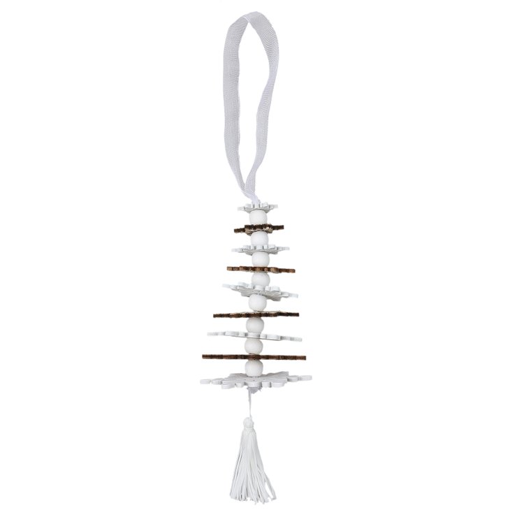 SUSPENSION FLOCONS DE NEIGE EN BOIS 6X31CM