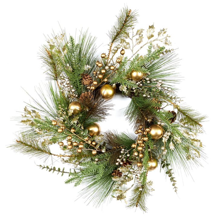 COURONNE DE NOEL PERLES 55CM