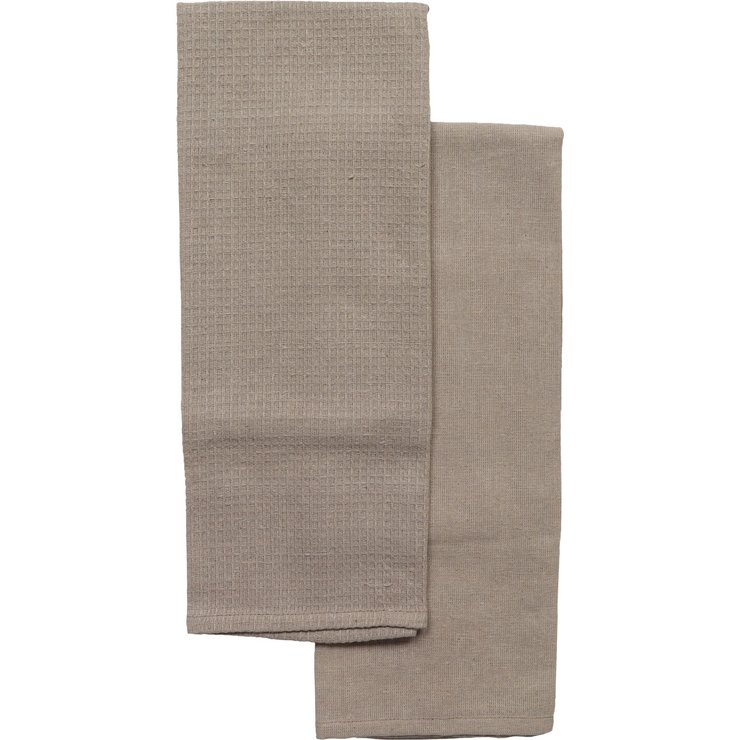 SET 2 TORCHONS JUSTIN 50X70CM COTON TAUPE