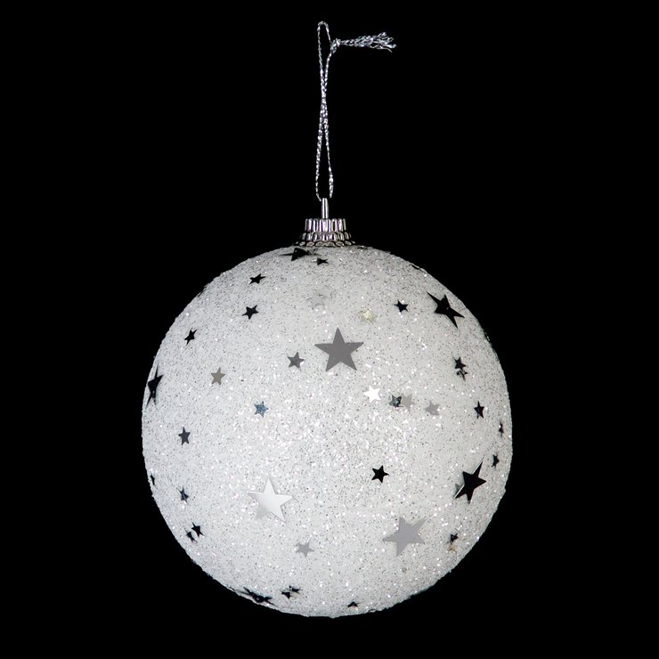 BOULE DE NOEL PAILLETTE ARGENT 8CM
