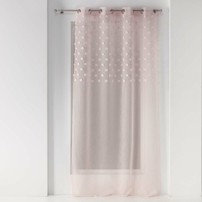 PANNEAU A OEILLETS 140X240CM TOP POMPONS MELUSINE ROSE