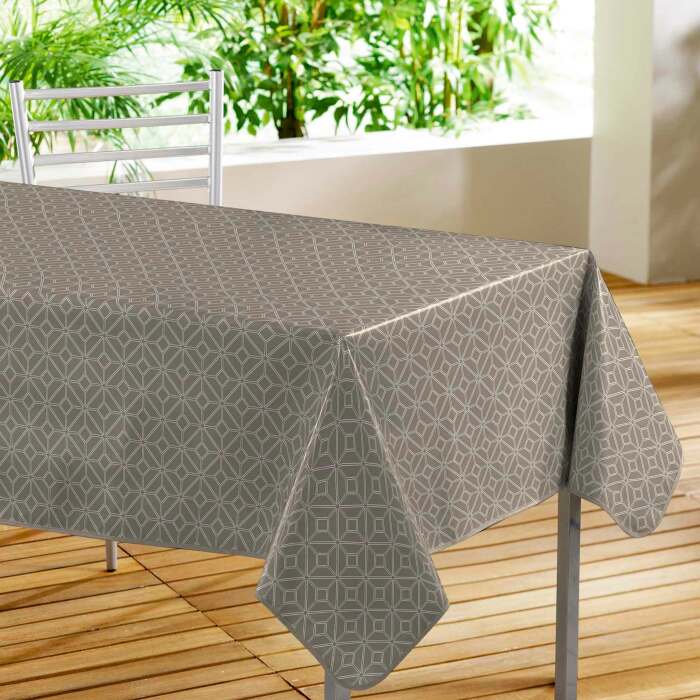 NAPPE RECTANGLE 140X240 CM PVC IMPRIME MODERNA TAUPE