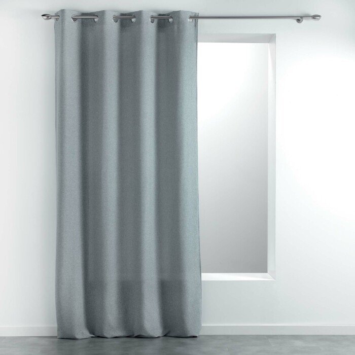 RIDEAU A OEILLETS 140X260CM TISSE UNI MELIANE GRIS