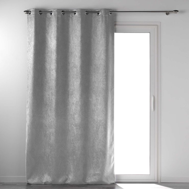 RIDEAU OEILLETS OCCULTANT 135X240CM VELOURS MELODIE GRIS