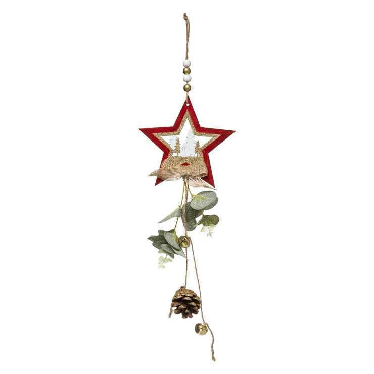 SUSPENSION LONG BOIS FEUILLE POMME DE PIN