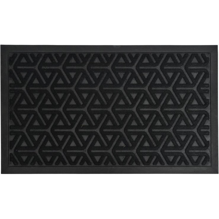 TAPIS GEO 45X75CM POLYESTER CAOUTCHOUC NOIR