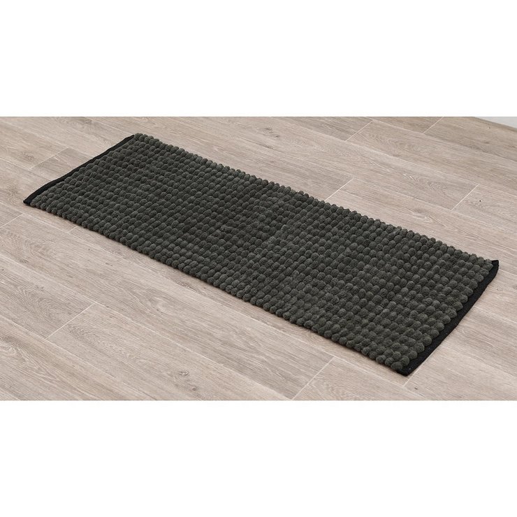 TAPIS POLYESTER COTON BICOLORE 45X120CM KAKI NOIR
