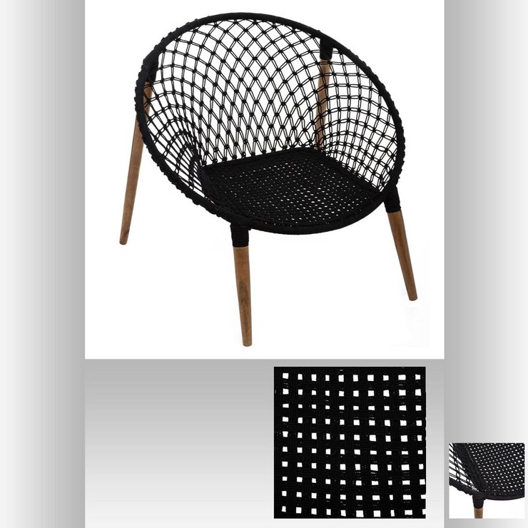 FAUTEUIL MACRAME RAINA NOIR
