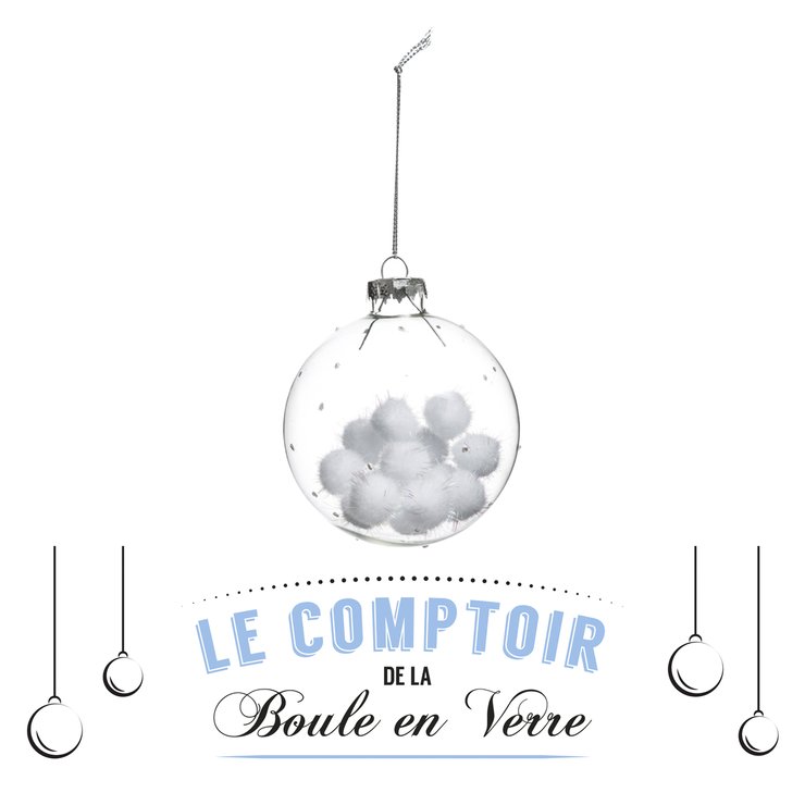 BOULE DE NOEL VERRE 8CM BOULE COTON