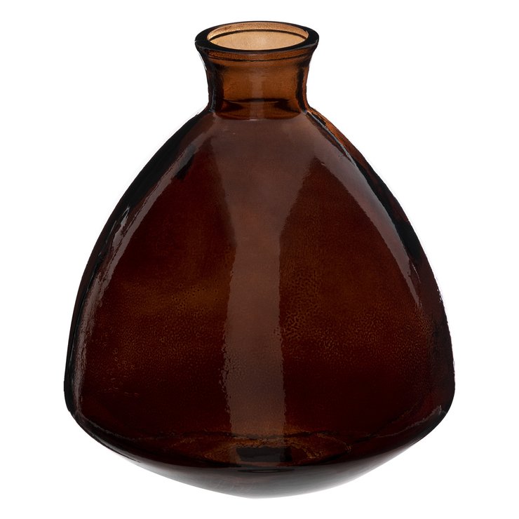 VASE VERRE RECYCLE BRUN CANDY H.19CM