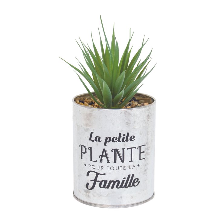 PLANTE ARTIFICIELLE SUCCULENTE POT METAL H12.5CM