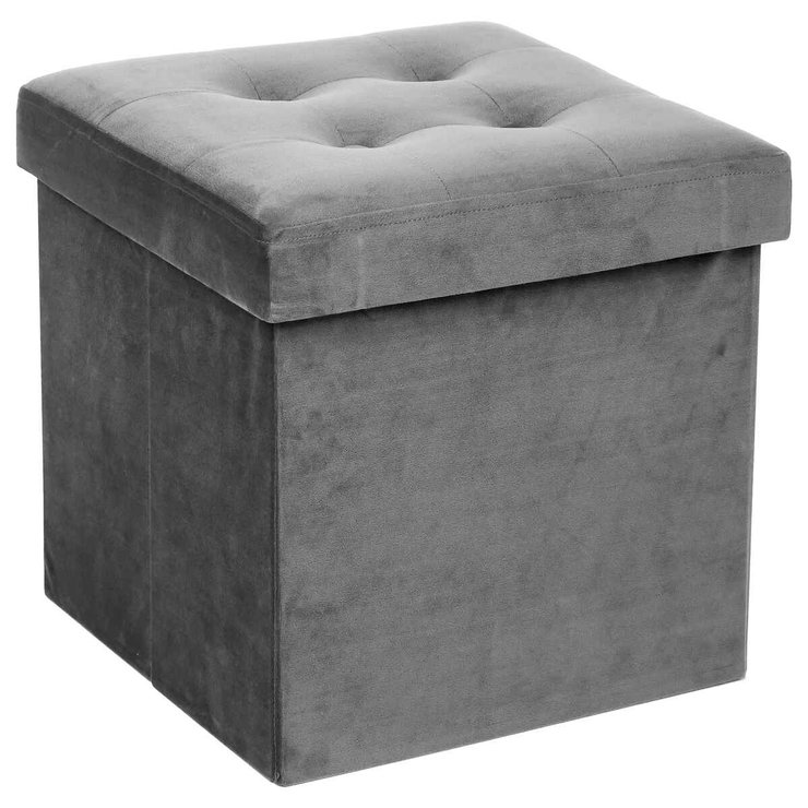 POUF PLIABLE VELOURS GRIS LYSANDRE