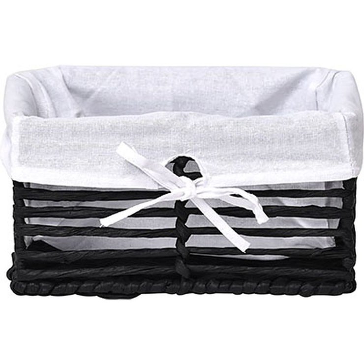 PANIERE PM EN PAPIER STRUCTURE METAL NOIR TISSU BLANC
