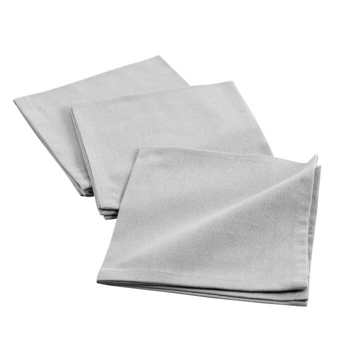 3 SERVIETTES DE TABLE 40X40 CM COTON UNI INITIA GRIS