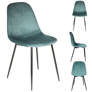 CHAISE VELOURS COTELE GIULIA BLEU CANARD