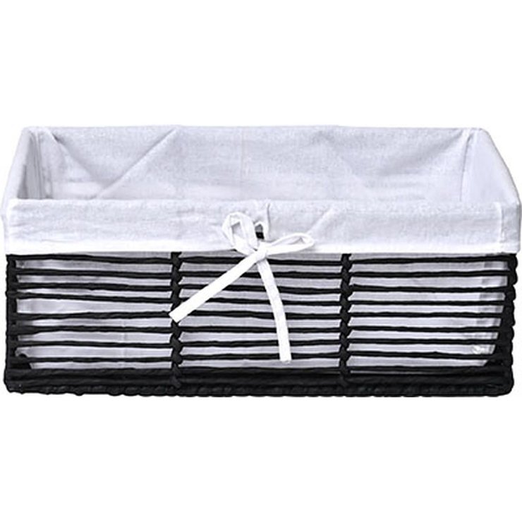 PANIERE GM EN PAPIER STRUCTURE METAL NOIR TISSU BLANC