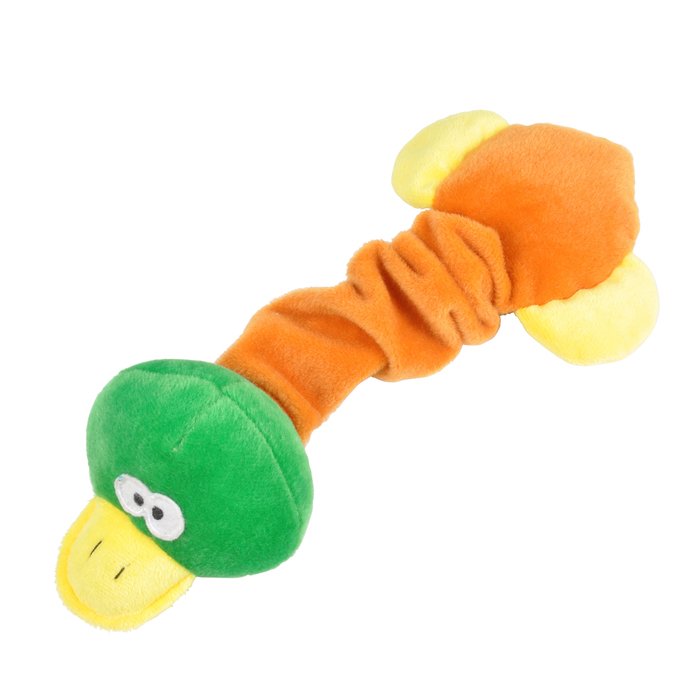 JOUET PELUCHE OISEAU COU ELASTIQUE 30CM VERT BRUN