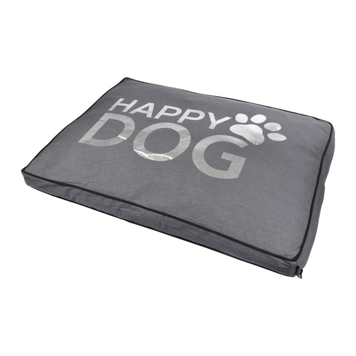COUSSIN RECTANGLE COLLECTION HAPPY DOG 80X60X8CM GRIS