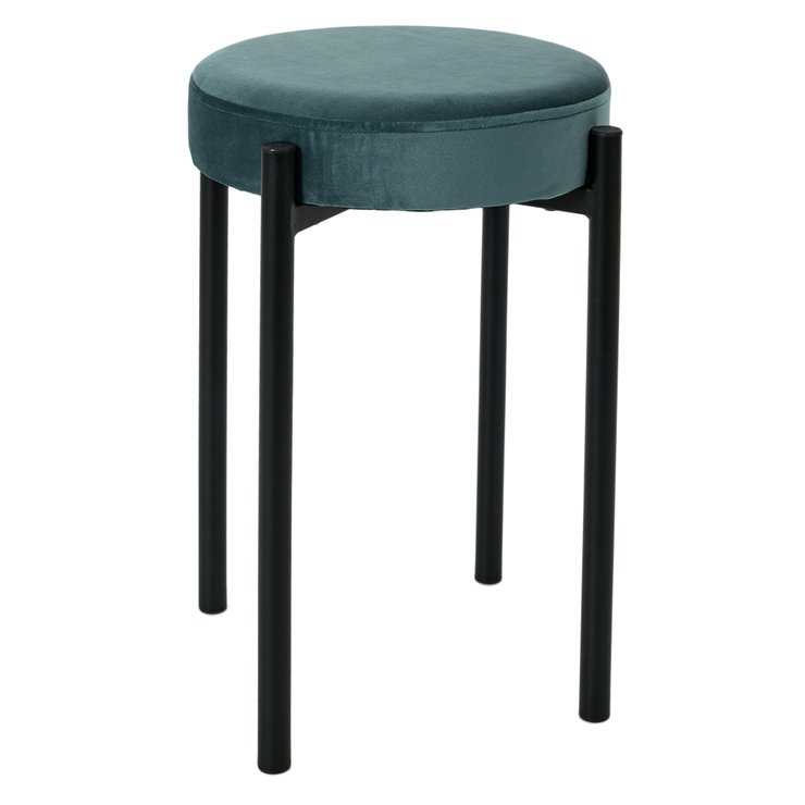 TABOURET BUBBLE EMPILABLE VELOURS BLEU CANARD