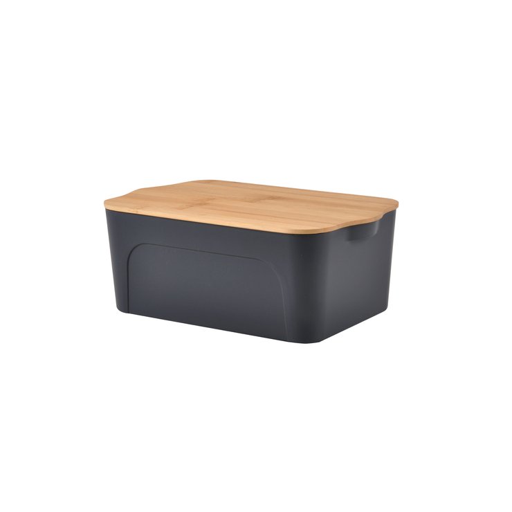 BOITE PLASTIQUE COUVERCLE BAMBOU 5L 28X18X10.5CM ANTHRACITE
