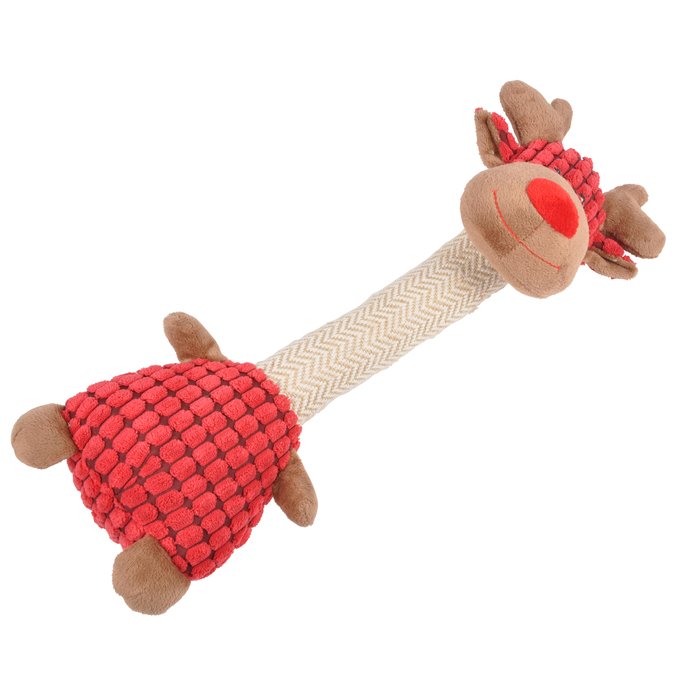 JOUET PELUCHE GIRAFE SONORE 32CM ROUGE