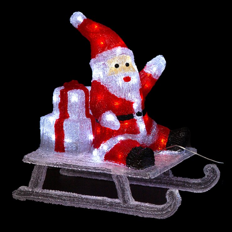 FORME ACRYLIQUE EXTERIEUR PERE NOEL LUGE H.50CM