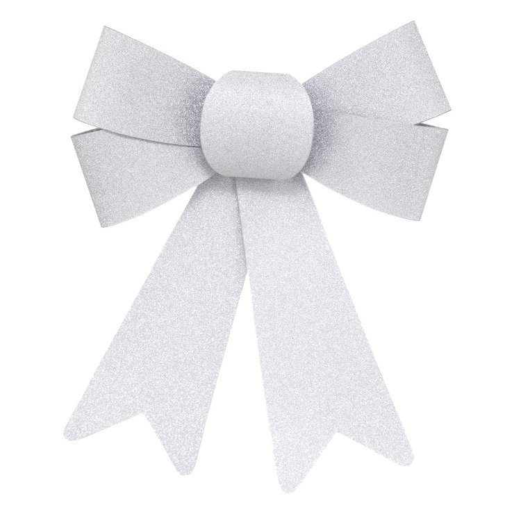 NOEUD PAILLETTE X2 PIECES 14X18CM ARGENT