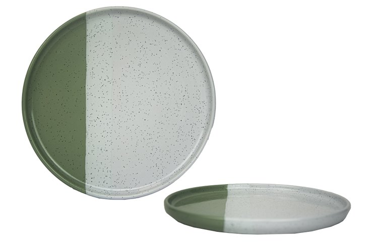 ASSIETTE PLATE GEO 27CM VERT GRES