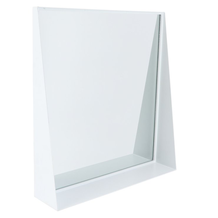 MIROIR METAL A FIXER AVEC TABLETTE BLANC