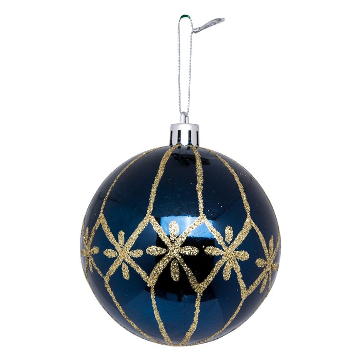BOULE DE NOEL BLEU ABEILLE OR 8CM