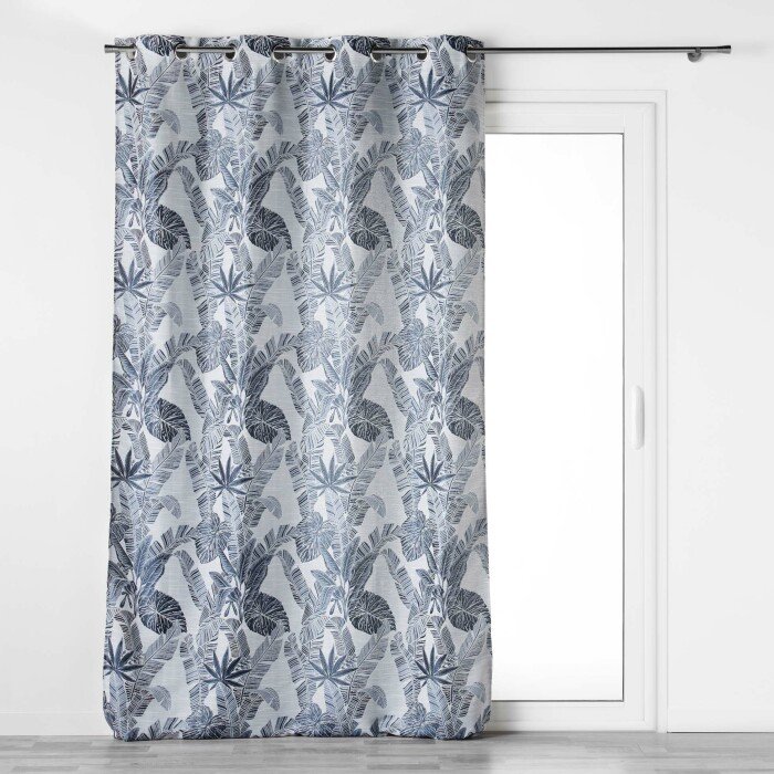 RIDEAU A OEILLETS 140X260CM JACQUARD FAGGY BLEU