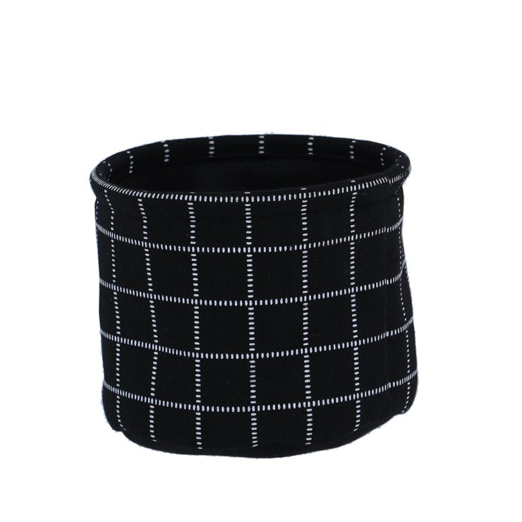 PANIER COTON IMPRIME MOTIF CARRE NOIR 15X12CM