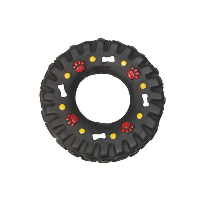 JOUET PNEU VINYLE SONORE D.13CM NOIR