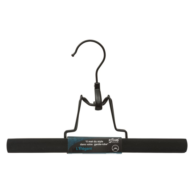 CINTRE BOIS RUBBER PINCE NOIR