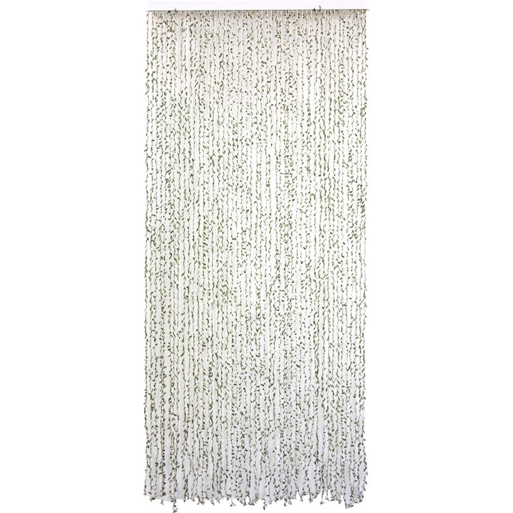 RIDEAU DE PORTE FICELLE TRESSEE FEUILLE 90X200CM ECRU