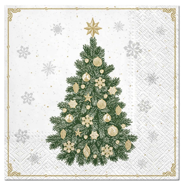 SET 20 SERVIETTES 3 PLIS 33X33CM SAPIN GIVRE